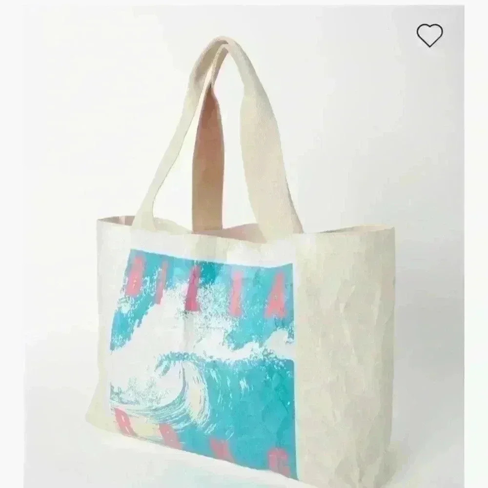 New Billabong Paper Large Tote Bag Billa Waves Ocean Travel Beach Surfing